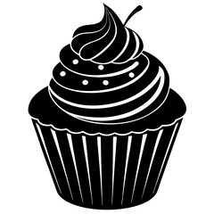 Cupcake vector, silhouette of cupcake icon
