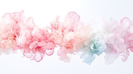 Obraz premium Abstract Floral Ink Swirls Background Pink Blue White Watercolor Pastel Colors Modern Design