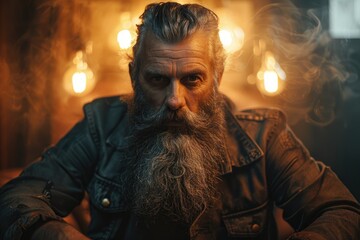 Bearded Man Portrait in Front of Soft Light