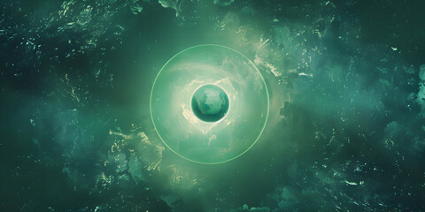 Abstract Cloudy Turquoise-Green Storm
