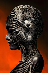 Abstract human head profile form