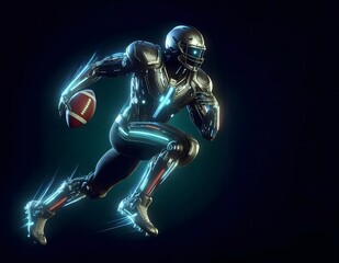 Fototapeta premium Futuristic Cyborg Athlete Playing Football