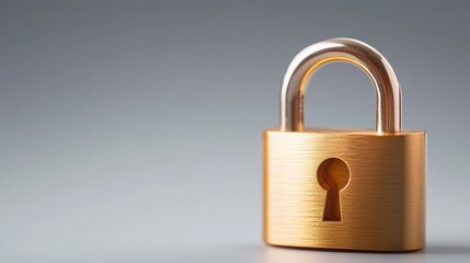 Fototapeta premium Golden Padlock Security Symbol on Grey Background