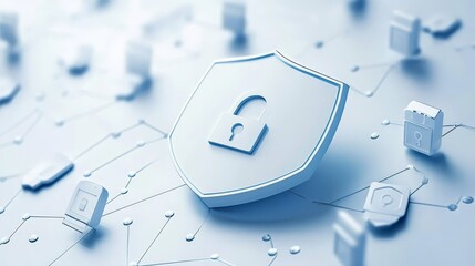 Cyber Security Shield Network Protection 3D Illustration