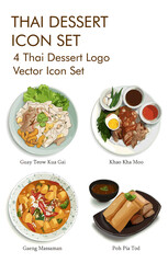 Thai dessert logo vector icon set