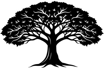 Stunning Vector Art of Banyan Tree Silhouette | High-Quality Graphic Design File