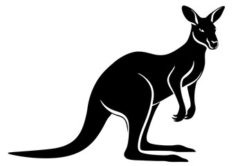 High-Quality Vector Art of Kangaroo Silhouette for Graphic Design