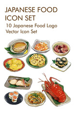 Japanese food logo vector icon set