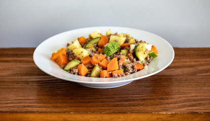 Hearty and nutritious food, ground beef with vegetables. Real low carb food