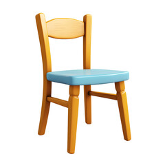 Obraz premium Cheerful Wooden Chair in Blue and Yellow with Minimalist Design