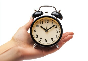 Black Alarm Clock in Hand