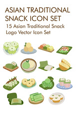 Asian traditional snack logo vector icon set