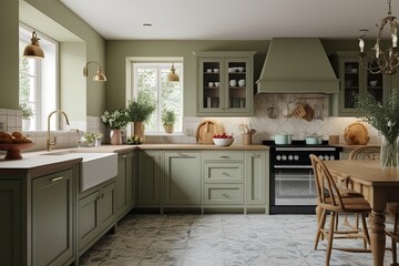 Fototapeta premium Charming Mockup Frame for Elegant Country Kitchen Interior Design