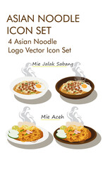 Asian noodle logo vector icon set