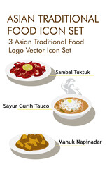 Asian traditional food logo vector icon set