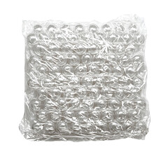 Transparent Bubble Wrap Packaging Cushion on Plain White Background