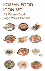 Korean food logo vector icon set