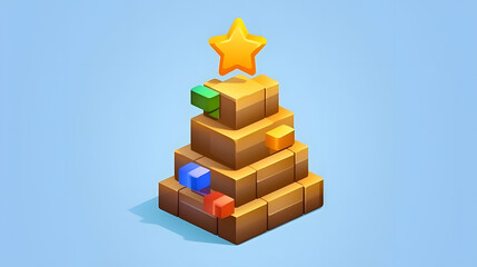 Naklejka premium Achievement game icon 3d pixel cartoon