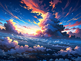 Obraz premium landscape with clouds and sun,Ai generated 