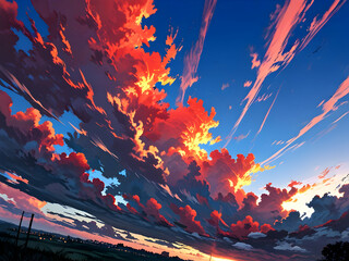 sunset in the mountains,Ai generated 