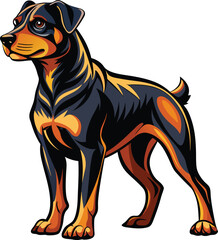 Stylized Rottweiler Vector Art , High-Quality Dog Illustration