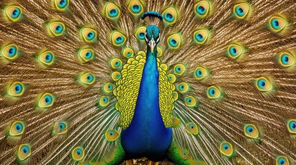 Obraz premium Vibrant Peacock with Beautifully Spreading Tail: Nature's Artistry