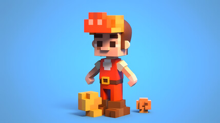 Obraz premium Character game Elements pixel 3d cartoon