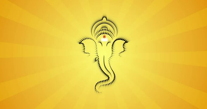 lord ganpati dots art motion graphics on yellow background. design for Hindu Auspicious Occasion and Ganesh chaturthi festival.