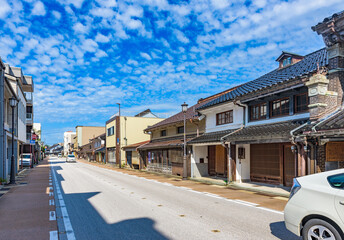 Fototapeta premium Yamachosuji, Takaoka City, Merchant quarter, Important Preservation Districts for Groups of Traditional Buildings, in Toyama Prefecture, Japan.