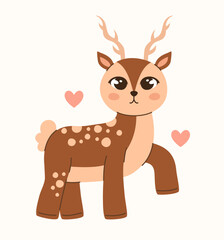 Fototapeta premium Cartoon character deer. Flat vector illustration.