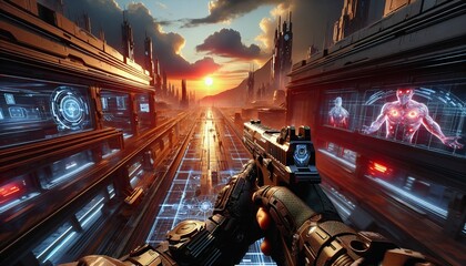 first person shooter game scene