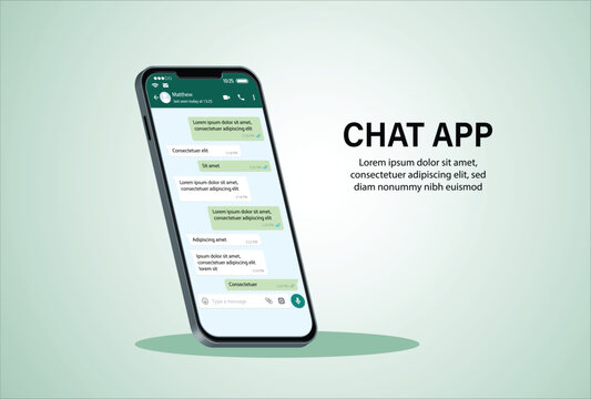Mobile Chat App UI and UX Concept Vector Mockup in Minimalist Classic x Light Theme on Smart Phone Screen Isolated on White Background. Social Network Design Template
