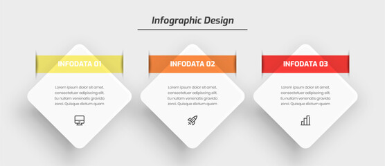 Business Infographic Template with Rhombus Label Icon and 3 Option Can be Used for Presentation