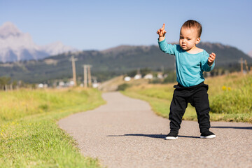 Adorable Baby Taking First Steps in Scenic Crowsnest Pass