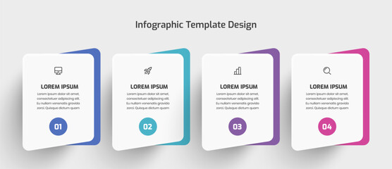 Business Infographic Template Creative Design with Icon and 4 Number for Presentation