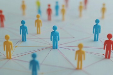 Diagram of a social network, with people and connections depicted on a white background.