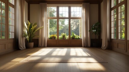 Obraz premium Surreal 3D Room with Fluttering 2D Elements in Virtual Breeze