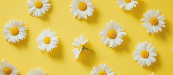 Obraz premium Daisies on Yellow Background