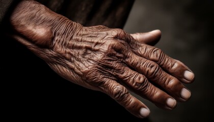 Fototapeta premium hands of a person, close up photo of old wrinkled hands
