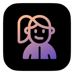 Editable sporty girl with ponytail hairstyle avatar vector icon. User, profile, identity, persona. Part of a big icon set family. Perfect for web and app interfaces, presentations, infographics, etc