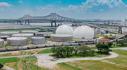 Industrial park of oil storage at the the Port Allen, Baton Rouge, Louisiana, USA.