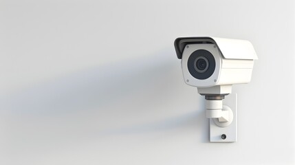 CCTV Security on Bright White Background in Minimalist Style