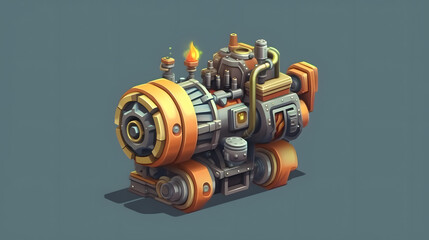 Fototapeta premium Engine game Elements pixel 3d cartoon