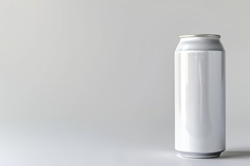 A Single White Aluminum Can on a White Surface