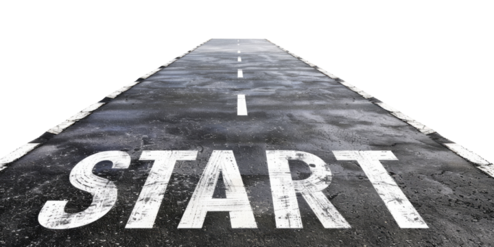 Asphalt road with the word "Start" isolated on transparent background