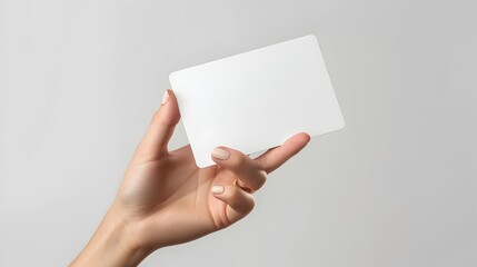 Elegant Credit Card Mockup and Skincare Product on Woman's Hand in Minimalist Backdrop