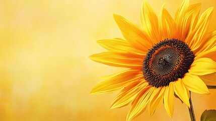 Obraz premium Matte sunflower petals on soft yellow background vibrant summer bloom essence bold natural beauty digital art warm and inviting