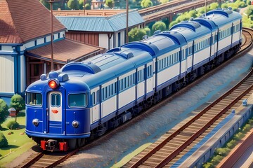 Obraz premium Modern trains are now popular as a means of inter-city transportation on the island of Java, Indonesia.