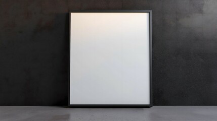 Large Blank Frame Leaning Against Wall with Ample Negative Space, Neutral Background for Poster or Banner Display