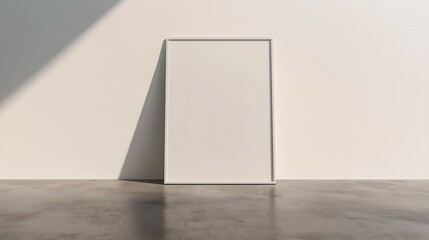 Large Blank Frame Leaning Against Wall with Ample Negative Space, Neutral Background for Poster or Banner Display